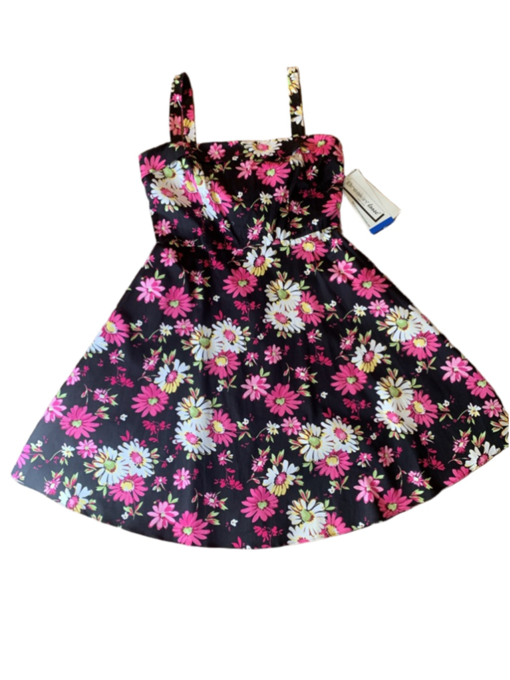 Breakin Loose NWT Dress 13/14 Black with Pink White Floral